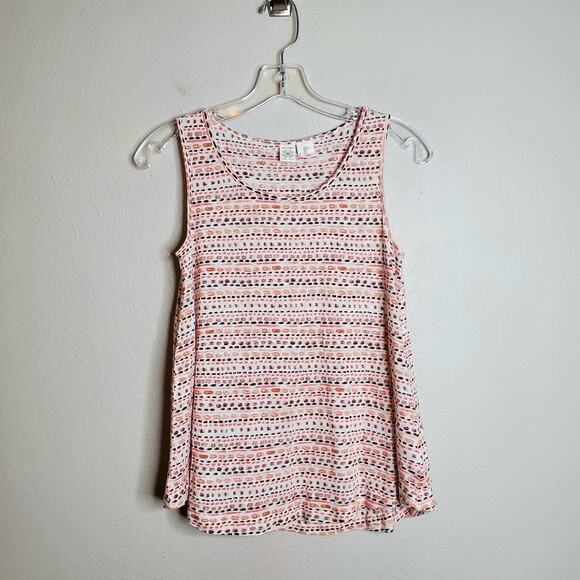 Artisan NY 100% Linen Patterned Tank Top Size S Earthy Neutral Sleeveless Boho - Picture 1 of 10